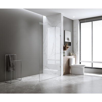 NNEDSZ 80x210cm Single Shower Glass Screen with Gunmetal Wall F-Brackets-0