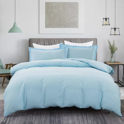 NNEDSZ 100% cotton Premium Doona Duvet Quilt Cover Set with Soft Pillowcases - Aqua-Double-0