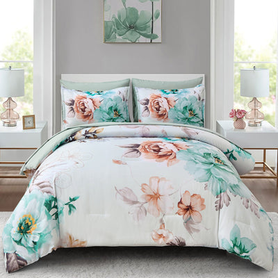 NNEDSZ Warm Floral Comforter Set, King Size, Cozy Quilted Bedding with Pillowcases-0