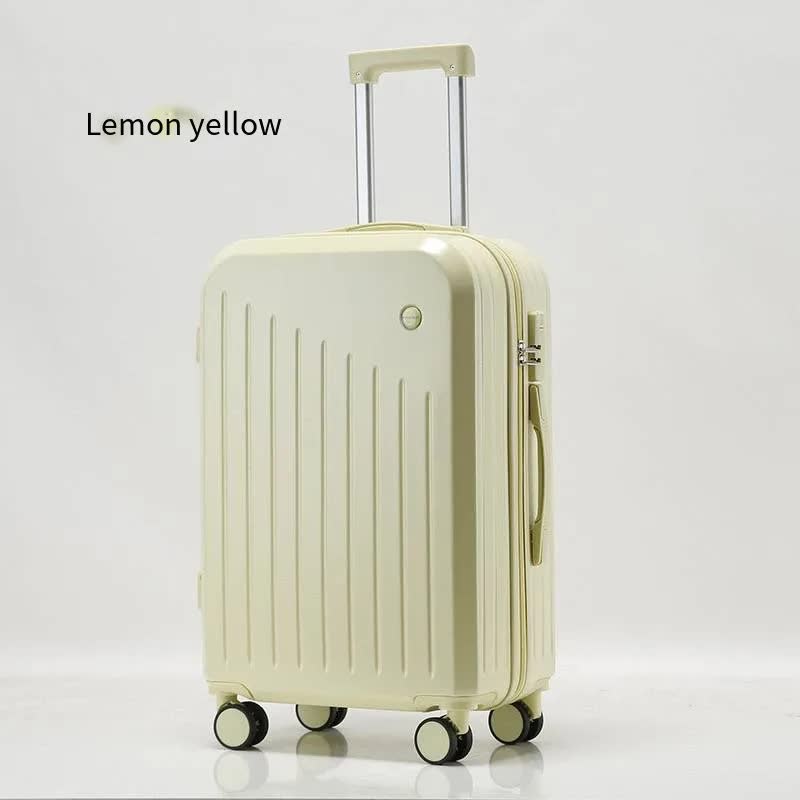 NNEDSZ Smart Carry-On Luggage with Cup Holder & USB Charging Port - Yellow Color Spinner Suitcase for Travel Convenience  24 inch-0