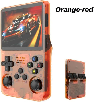 NNEDSZ Orange-red Retro Portable Gaming Console with 128GB, 2 Memory Card - 3D Games, HD Display, and Dual Joysticks-0