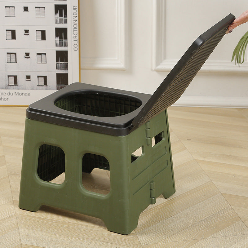 NNEDSZ Green Portable Folding Outdoor Toilet with Lid - Heavy Duty 150kg Capacity-0