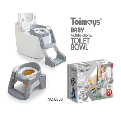 NNEDSZ Grey Children's Toilet Trainer Seat – Foldable Potty Ladder with Color Box, Easy-to-Use Toilet Seat for Kids-0