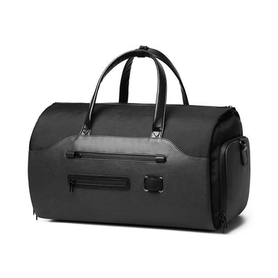 NNEDSZ Men's Black Waterproof Multi-Functional Travel Duffel Bag - Foldable Short Trip Gym Bag with Shoe Compartment-0