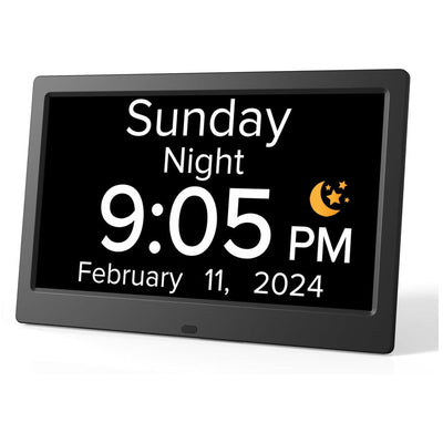 NNEDSZ Black 10.1-Inch Digital Clock with Medication Reminders & Multi-Function Alarm - Ideal for Elderly Care-0