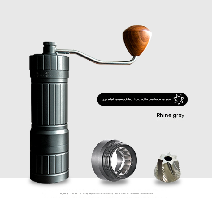 Grey Premium 7-Star Manual Coffee Grinder - Portable Bean Mil（R60pro）-0
