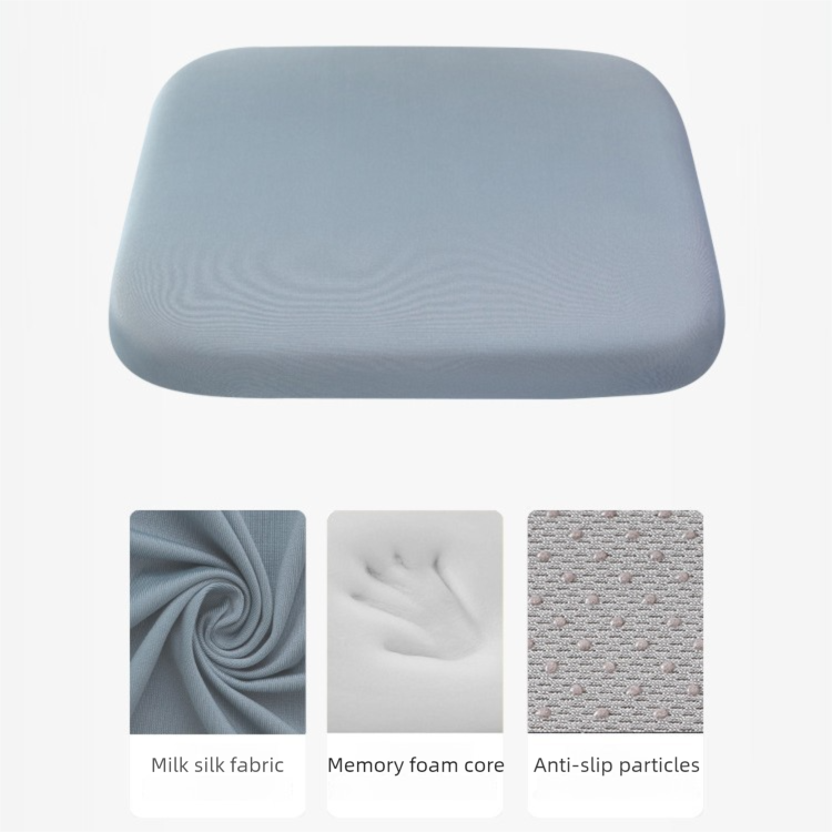 Light Blue Memory Foam Seat Cushion - 45 x 45 x 4.5 cm Polyester Cover, Removable Washable Cover, Portable Office Chair, Student, Dining Chair and Car Seat Pad