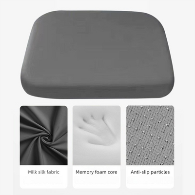 Dark Grey Memory Foam Seat Cushion - 45 x 45 x 4.5 cm Polyester Cover, Removable Washable Cover, Portable Office Chair, Student, Dining Chair and Car Seat Pad