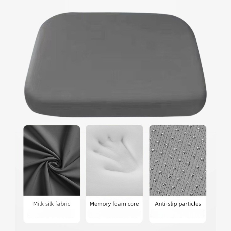 Dark Grey Memory Foam Seat Cushion - 45 x 45 x 4.5 cm Polyester Cover, Removable Washable Cover, Portable Office Chair, Student, Dining Chair and Car Seat Pad