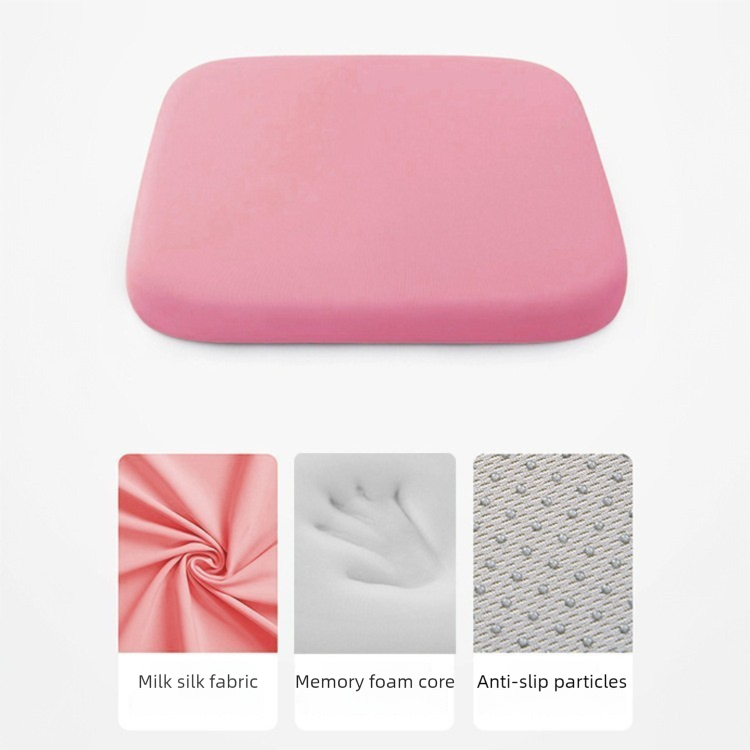 Pink Memory Foam Seat Cushion - 45 x 45 x 4.5 cm Polyester Cover, Removable Washable Cover, Portable Office Chair, Student, Dining Chair and Car Seat Pad