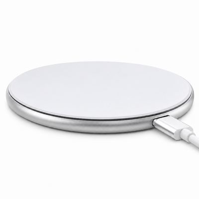 White 15W Qi Wireless Phone Charger - Compact Cable Free Charging for Qi Enabled Smartphones, Easy Everyday Use at Home, in the Office or While Travelling