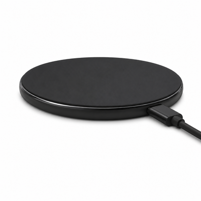 Black 15W Qi Wireless Phone Charger - Compact Cable Free Charging for Qi Enabled Smartphones, Easy Everyday Use at Home, in the Office or While Travelling