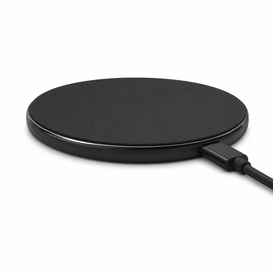 Black 15W Qi Wireless Phone Charger - Compact Cable Free Charging for Qi Enabled Smartphones, Easy Everyday Use at Home, in the Office or While Travelling