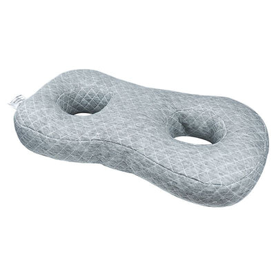 Gray Ear Piercing Pillow for Side Sleepers - 55 x 33 x 9 cm Figure 8 Hollow Ear Design, PP Cotton Fill, Machine Washable Ear Clearance and Neck Comfort
