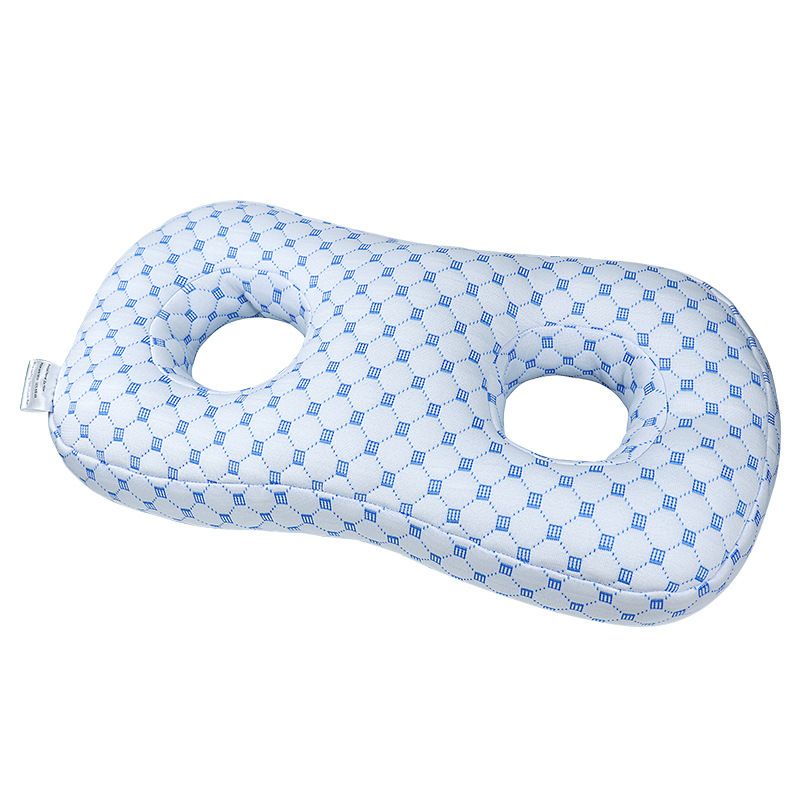 Blue Ear Piercing Pillow for Side Sleepers - 55 x 33 x 9 cm Figure 8 Hollow Ear Design, PP Cotton Fill, Machine Washable Ear Clearance and Neck Comfort