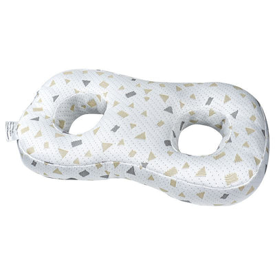 White and Gray Ear Piercing Pillow for Side Sleepers - 55 x 33 x 9 cm Figure 8 Hollow Ear Design, PP Cotton Fill, Machine Washable Ear Clearance and Neck Comfort