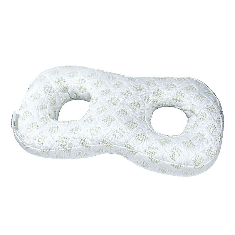 White Ear Piercing Pillow for Side Sleepers - 55 x 33 x 9 cm Figure 8 Hollow Ear Design, PP Cotton Fill, Machine Washable Ear Clearance and Neck Comfort