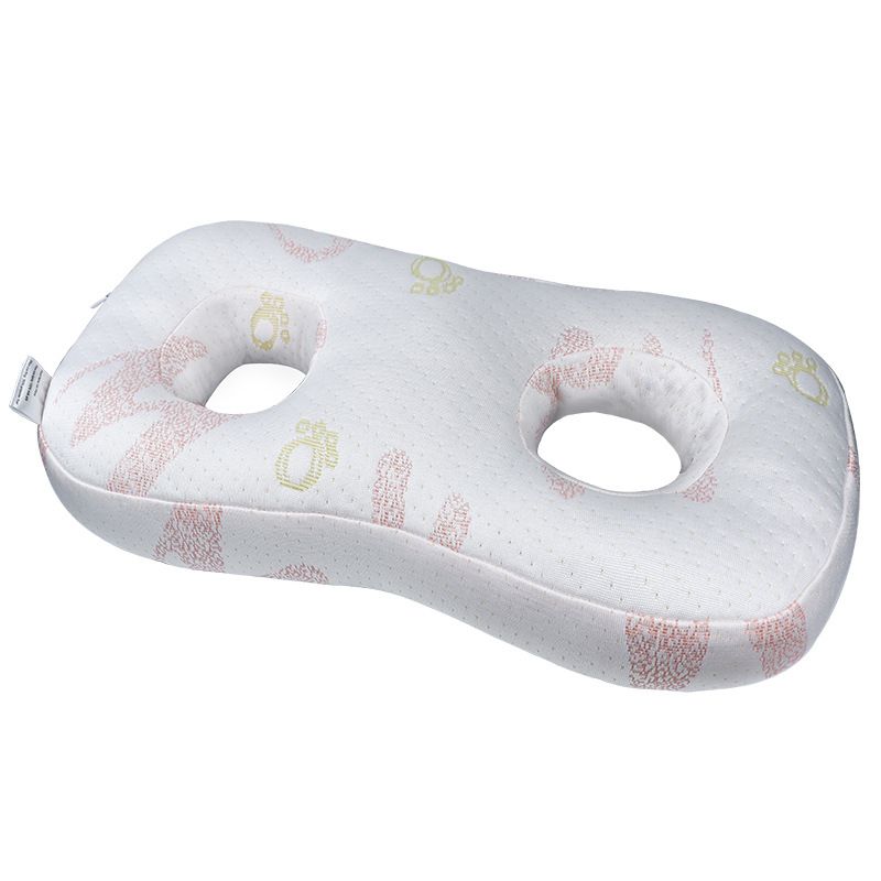 Light Pink Ear Piercing Pillow for Side Sleepers - 55 x 33 x 9 cm Figure 8 Hollow Ear Design, PP Cotton Fill, Machine Washable Ear Clearance and Neck Comfort