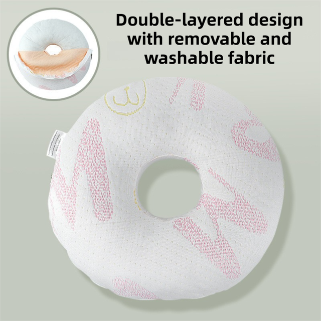 Pink 30CM Round Ear Protection Pillow with Hole Design – Milk Silk Removable Cover and PP Cotton Core, Side Sleeper Pillow & Neck Support Cushion for Ear Pressure Relief
