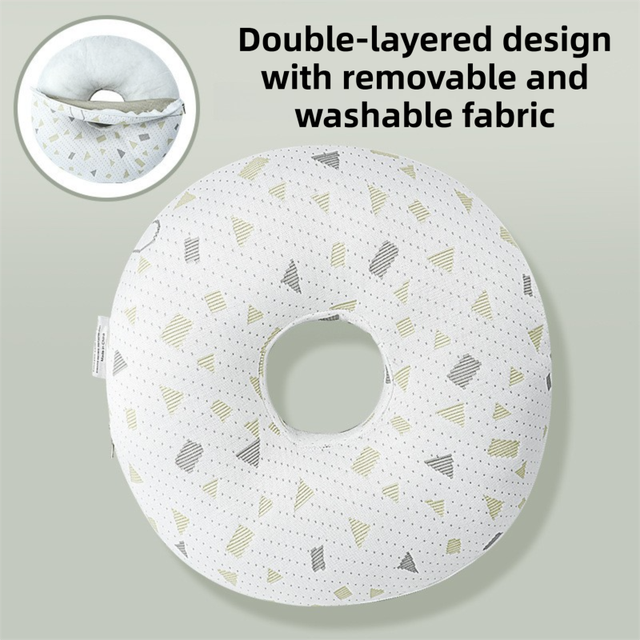 Boer Grey 30CM Round Ear Protection Pillow with Hole Design – Milk Silk Removable Cover and PP Cotton Core, Side Sleeper Pillow & Neck Support Cushion for Ear Pressure Relief