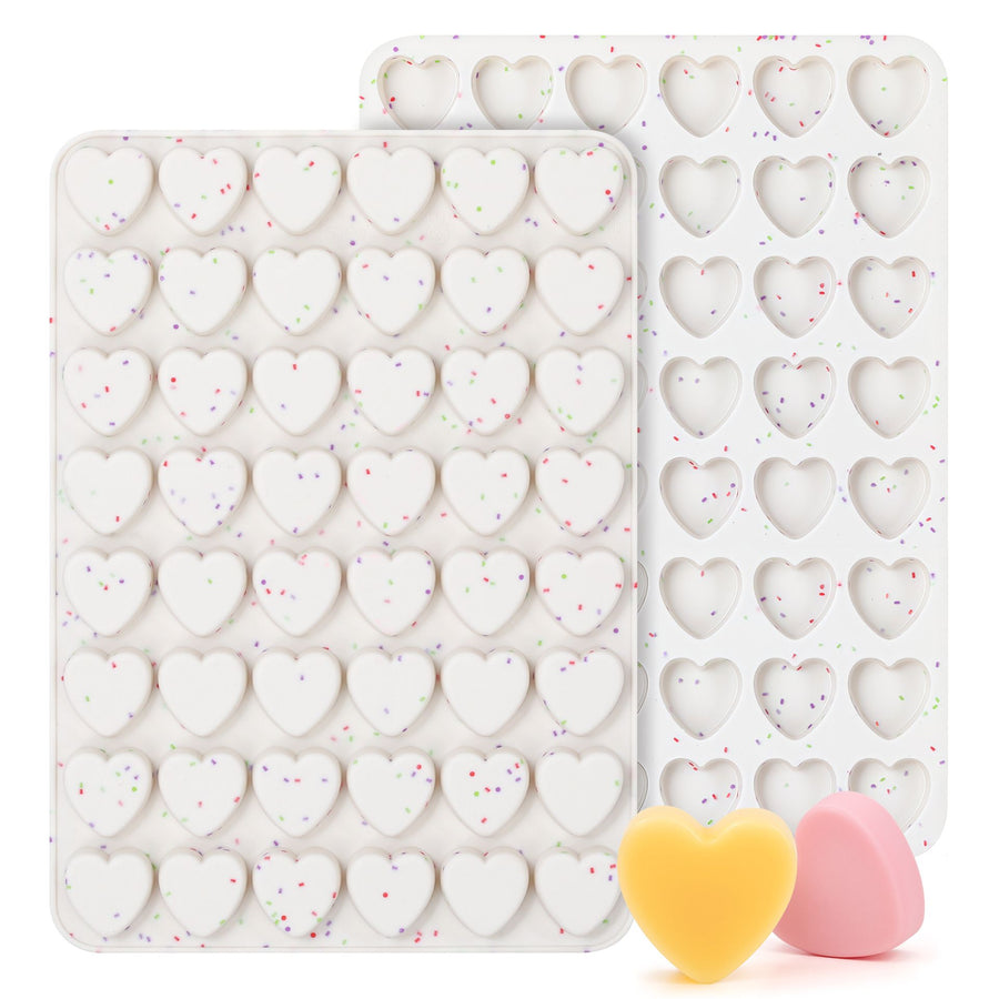 48 Cavity Heart Shaped Silicone Nonstick Easy Release Baking Molds(2PCS) - Food Grade Heart Chocolate Mousse Cake Baking Tray for Dessert Candy Jelly