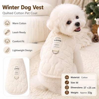Beige M Size 37x50cm Fleece-lined thickened dog vest - Cotton Fleece Lined Harness Compatible Winter Coat for  Dogs Shed Control Outdoor Walks，Winter Pet Essentials