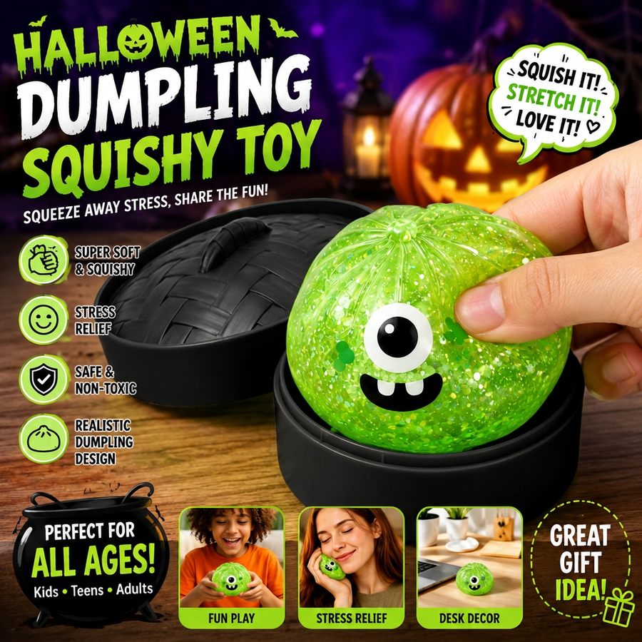 (Green Monster Buns) Halloween Slow-Rebound Soft Mini Bread Toy, 8.5cm, Stress-Relieving Squeeze Toy, Soft Food-Shaped Sensory Decompression Toy, with Storage Basket, Suitable for Teenagers and Adults, Party Gift