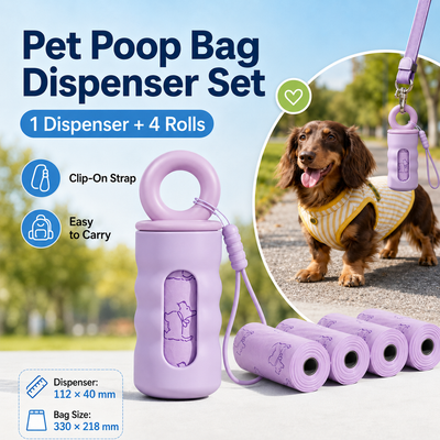 Milk Coffee Color Pet Poop Bag Dispenser with 4 Waste Bag Rolls Portable Dog Waste Bag Holder Clip-On Leash Dispenser Twist Lock Refillable Pet Waste Bag Carrier for Dog Walking Travel Outdoor Accessories