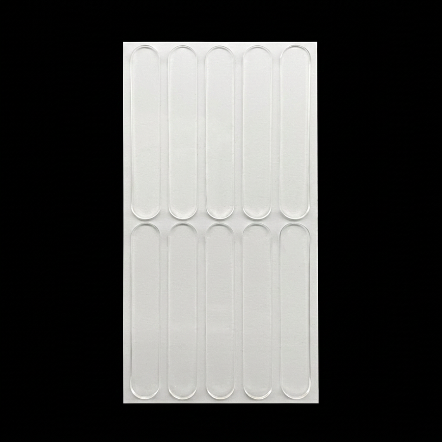 Clear Silicone Door Handle Bumper Strips 10 Pack Long Strip Self Adhesive Anti Collision Pads for Doors Cabinets Refrigerators 63 x 10 x 2 mm