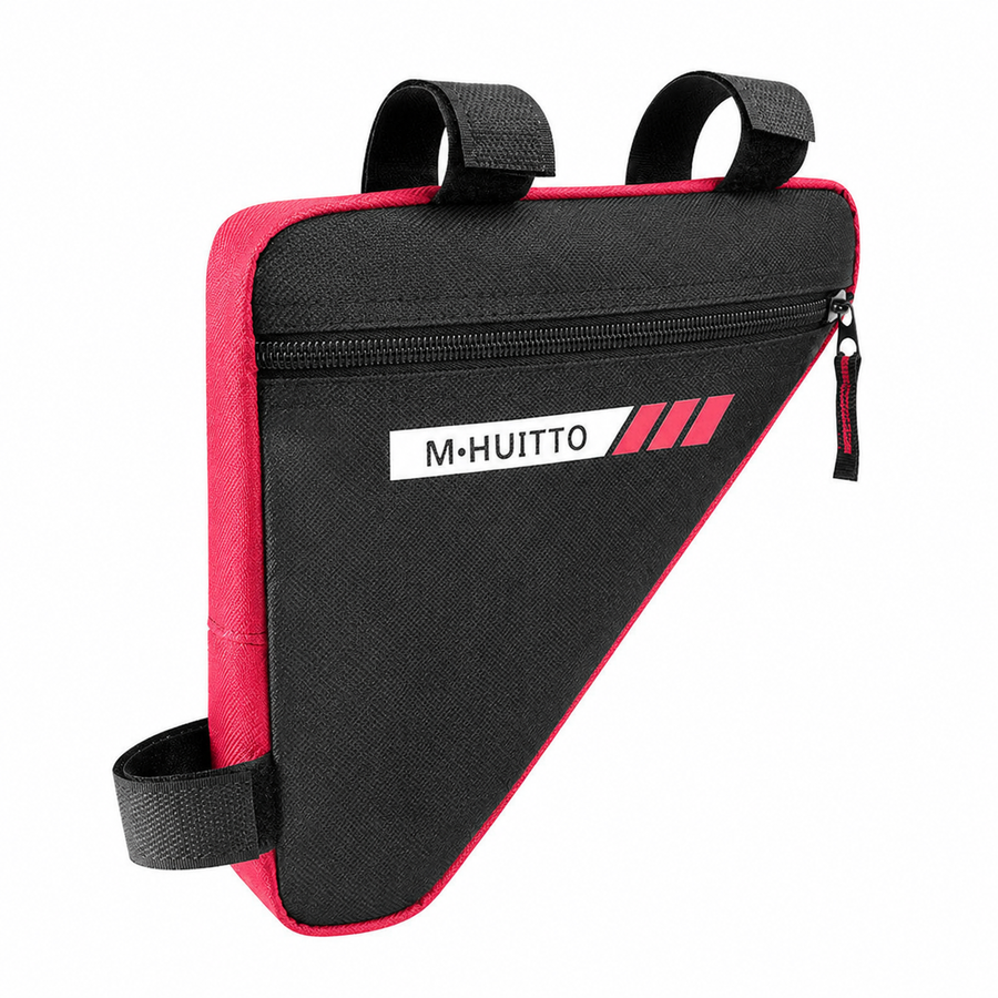 Black-red Bicycle Frame Bag - Triangular Storage Bag for Cycling, Outdoor Rides and Daily Commuting