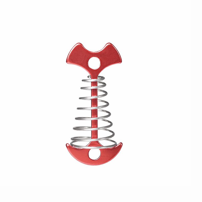 Red Fishbone Spring Tent Pegs - 5 Pack Outdoor Camping Stakes for Tent Guy Lines, Canopy and Board Fixing