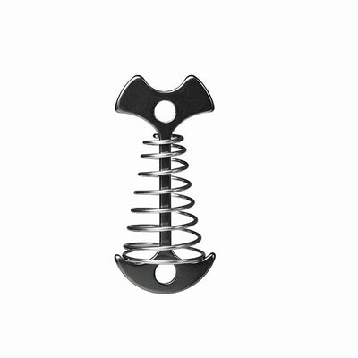 Black Fishbone Spring Tent Pegs - 5 Pack Outdoor Camping Stakes for Tent Guy Lines, Canopy and Board Fixing