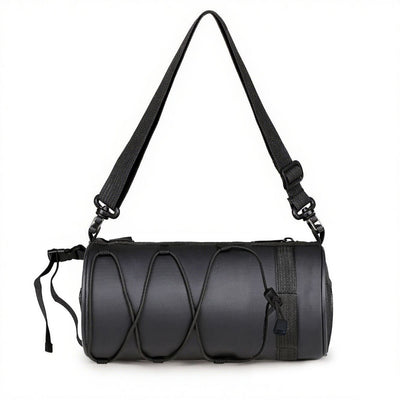 Black Bicycle Handlebar Bag with Black Elastic Cord Waterproof Front Frame Storage Bag Large Capacity Cycling Pouch for Mountain Road Bike Outdoor Riding Accessories