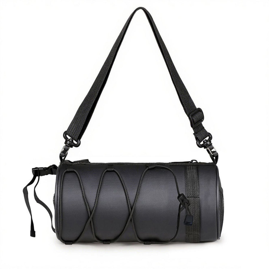 Black Bicycle Handlebar Bag with Black Elastic Cord Waterproof Front Frame Storage Bag Large Capacity Cycling Pouch for Mountain Road Bike Outdoor Riding Accessories