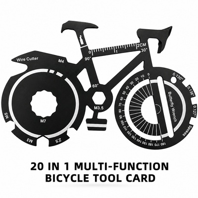 20-in-1 Bicycle Multi Tool Card Stainless Steel Bike Repair Tool with Wrench Screwdriver Spoke Wrench for Cycling Camping Outdoor Maintenance