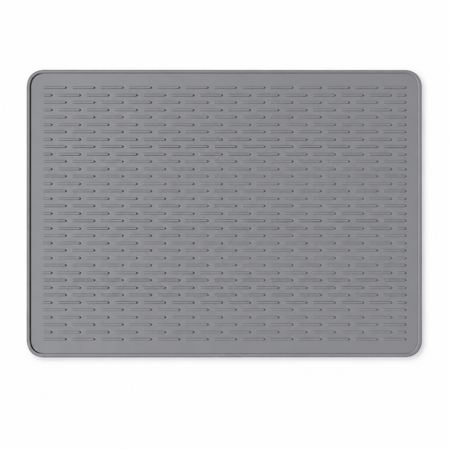Grey Silicone Countertop Protector and Dish Drying Mat - Dishwasher Safe (71x50cm)