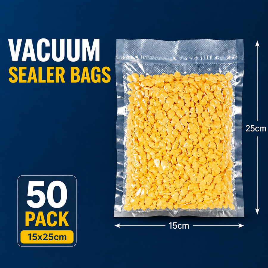 Vacuum Sealer Bags - 50 Pack, 15 x 25 cm / 5.91 x 9.84 in Embossed Food Storage Pouches for Home Vacuum Packaging