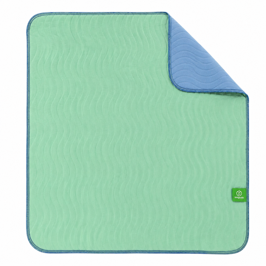 Reusable Washable Underpad - 86 x 91 cm Mint Green Waterproof Absorbent Bed Pad for Adults and Pets, Bedwetting, Incontinence Care and Pet Training