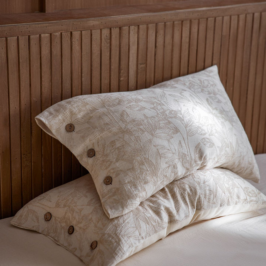 Linen Pillowcase Set (Style 1) -  Button Closure Pillow Covers 48x74cm for Home Bedding
