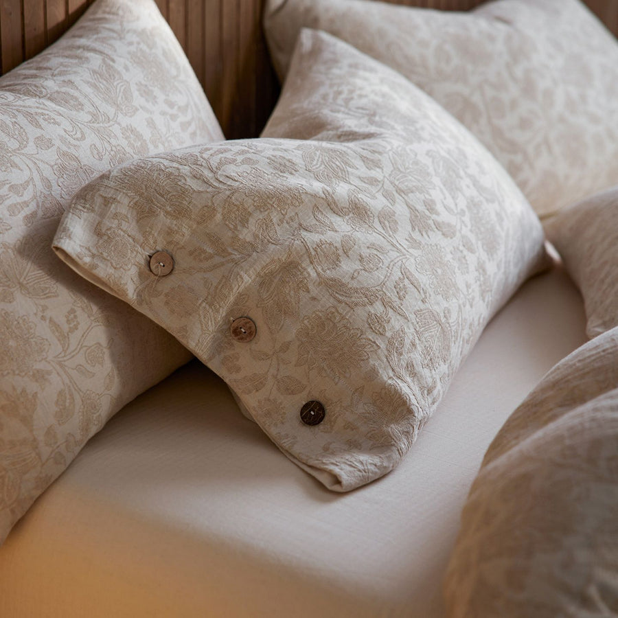Linen Pillowcase Set (Style 2) -  Button Closure Pillow Covers 48x74cm for Home Bedding