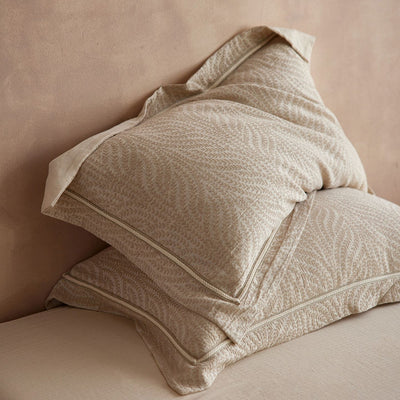 Floral Linen Style Pillowcase Set - 2 Piece Pillow Covers 48 x 74 cm - Wide Border Design (Style 2)