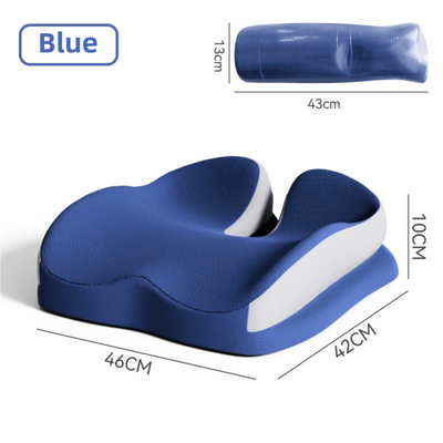 Blue Ergonomic U-Shaped Double-Layer Raised Car Seat Cushion with Breathable Cover - High Elasticity Memory Foam Driver Cushion, Coccyx Relief & Posture Improval