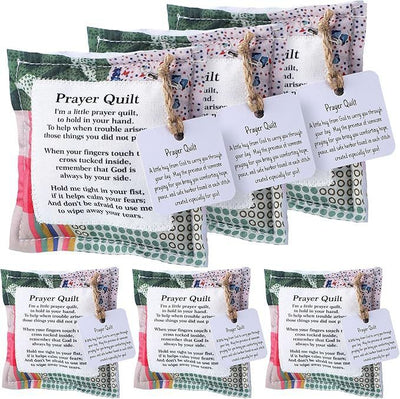6-Piece Pocket Prayer Quilts with Cross Inside (Style 2) - Mini Cloth and Cotton Cross Keepsakes, Compact Christian Encouragement Gifts for Church, Easter, Weddings and Care Visits