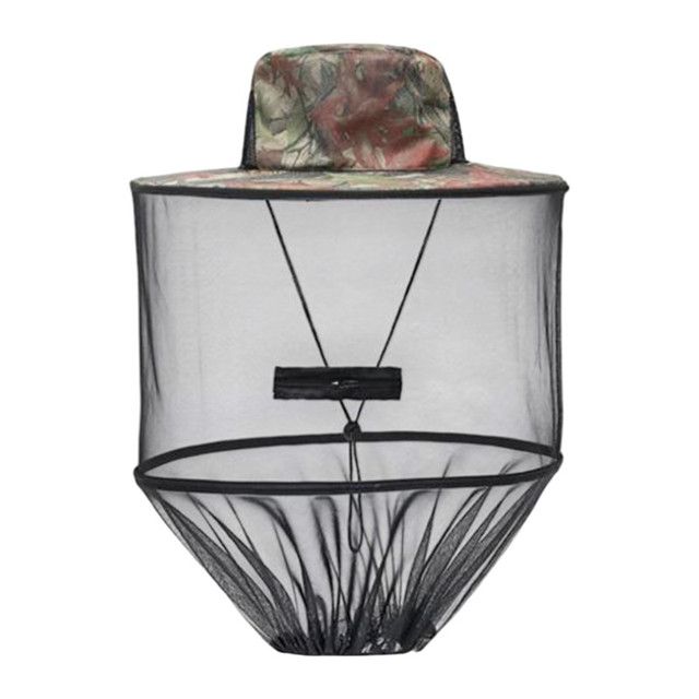 Camouflage-2 Foldable Mosquito Net Fishing Hat with Storage Bag - Wide Brim Sun Shade and Adjustable Dense Mesh Face Veil, Outdoor Headwear for Angling & Leisure