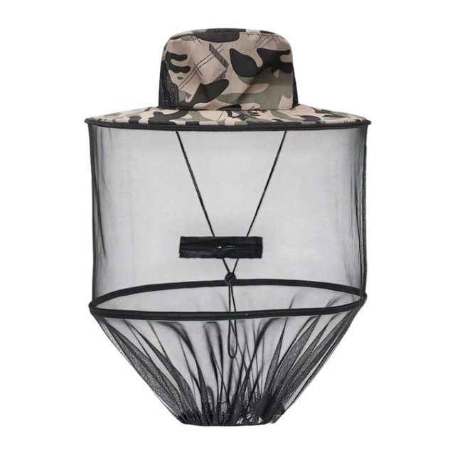 Camouflage-4 Foldable Mosquito Net Fishing Hat with Storage Bag - Wide Brim Sun Shade and Adjustable Dense Mesh Face Veil, Outdoor Headwear for Angling & Leisure