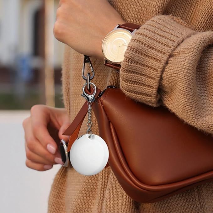 2 Pack Round Shape Touch Night Light Keychain - Mini White Light Bag Charms with USB Charging, Lightweight LED Backpack Accessories
