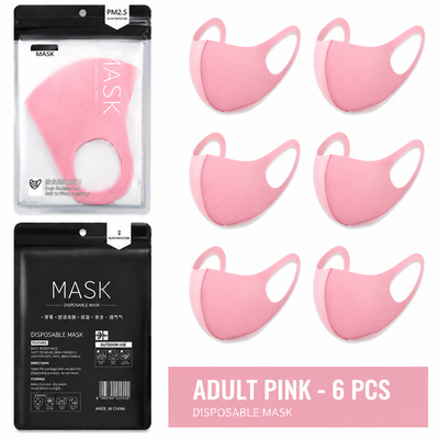 Summer Reusable Ice Silk Cooling Face Mask - Breathable 3D Mesh Design with Lip Space, Dust & Haze Protective in Pink 6 Pack