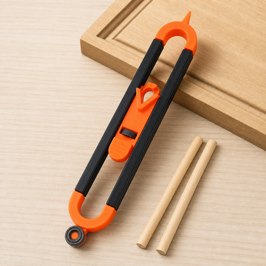 Precision Contour Gauge with Lock Feature & 2 Woodworking Pencils - Adjustable Wood Scribing Ruler for Irregular Curves, Oval Templates, Woodworking Marking and DIY Layout