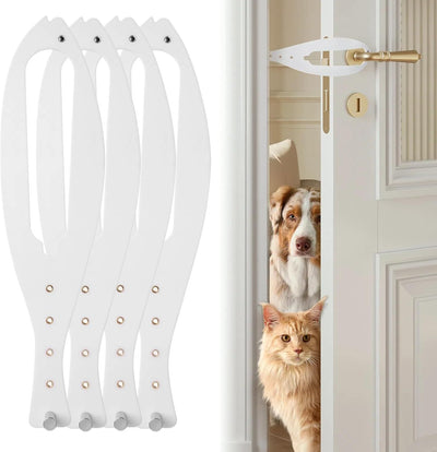 Cat Door Latch with 5 Adjustable Opening 2.5-6" - Cat Access Door Restrictor, Tool-Free Install, Helps Keep Dogs Out of Litter Box and Food, 4 Pack White