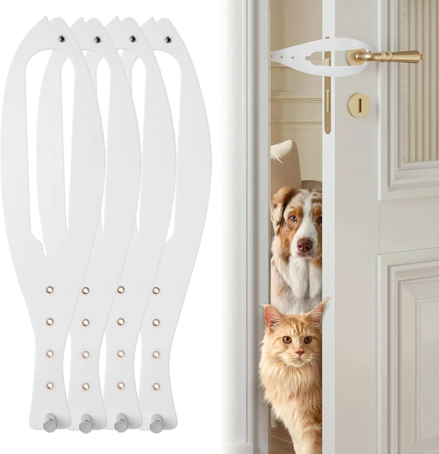 Cat Door Latch with 5 Adjustable Opening 2.5-6" - Cat Access Door Restrictor, Tool-Free Install, Helps Keep Dogs Out of Litter Box and Food, 4 Pack White